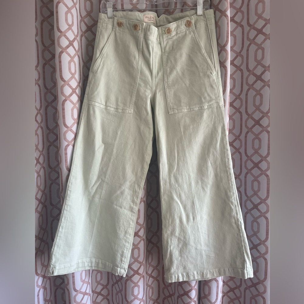 Pilcro Wide Leg Pants in Light Sage Green